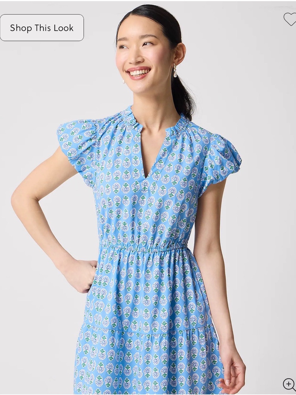 J. Crew Factory Blue Printed Midi Dress